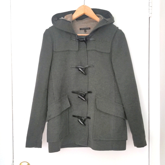 Theory moss green wool toggle coat s - Picture 3 of 8